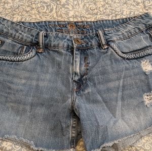 Women's Velvet Heart Cut Off Distressed Jean Shorts Size 30 in